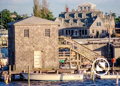 A shingle house on a pier --Silver Lake, Ocracoke, NC.