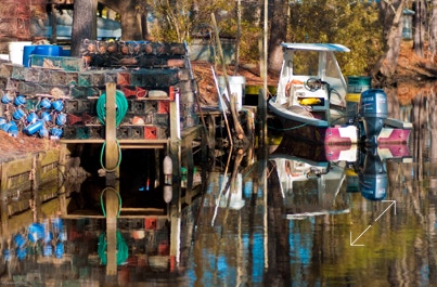 Small dock with crabbing equipment