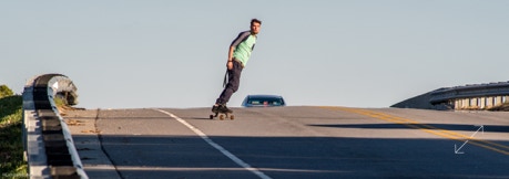 Skatboarder on highway overpass in Chocowinity NC